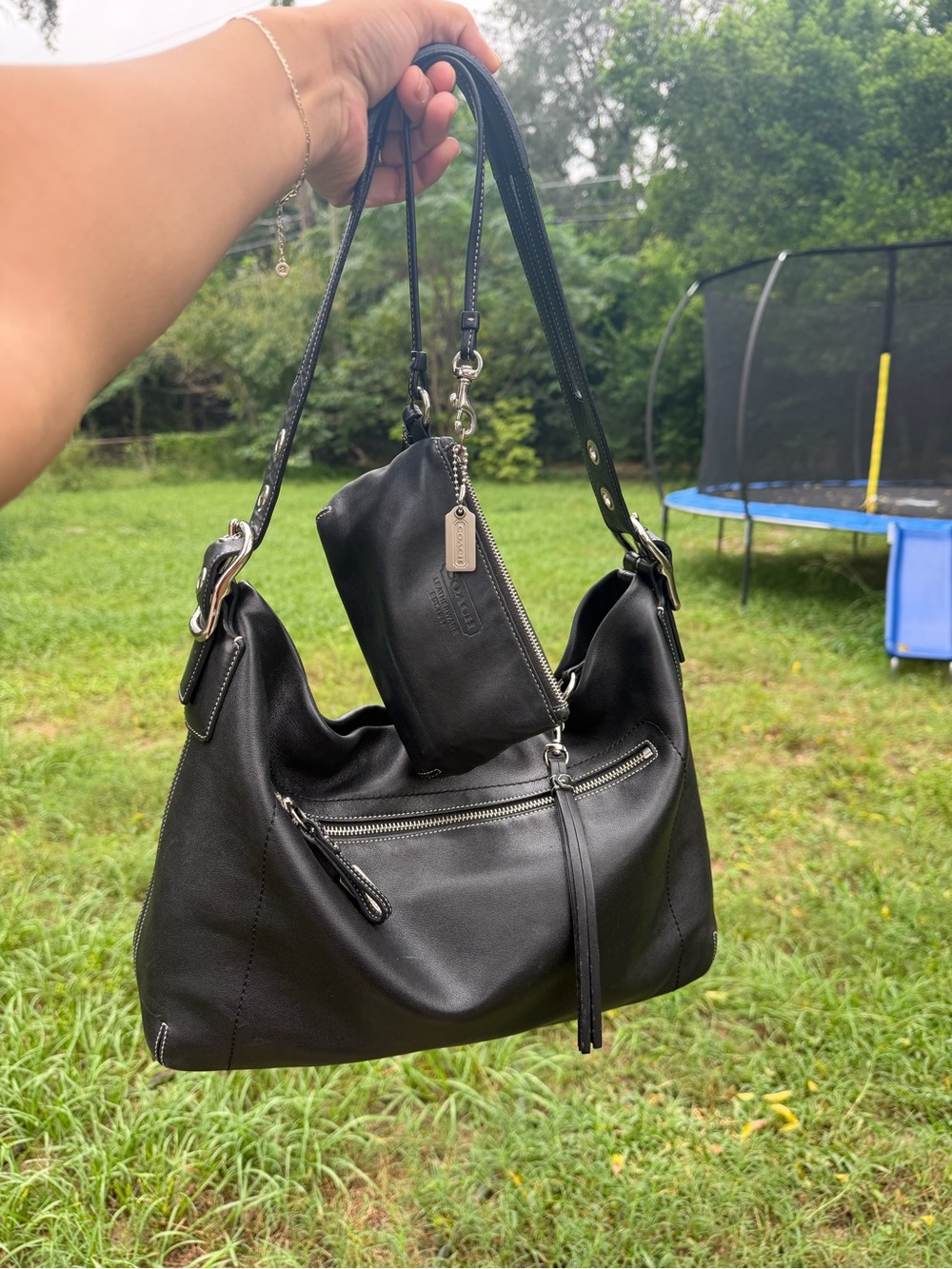 Coach 04’ East West Legacy LARGE leather shoulder duffle and matching wristlet